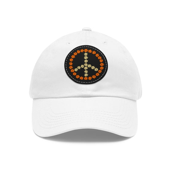 Daisy Peace Sign Leather Patch Baseball Cap Hat