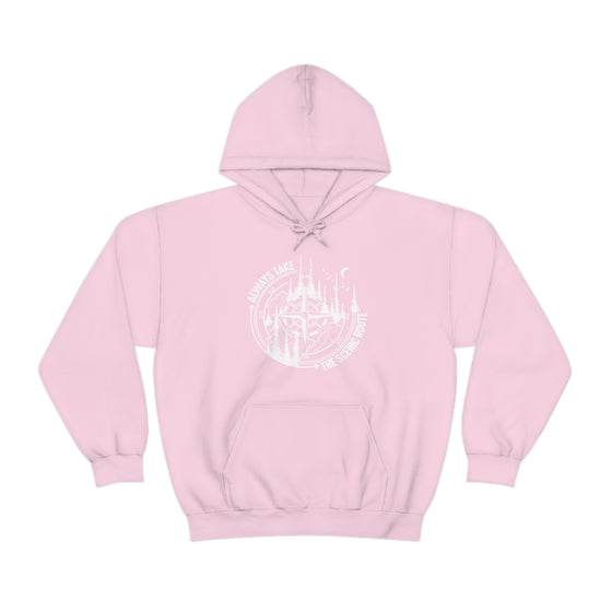 Always Take Scenic Route Compass  Camping Hiking |  Unisex Hooded Hoodie Sweatshirt | Embrace Your Vibe