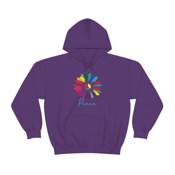 Chill Stitch – Sunflower Rainbow Peace - Unisex Hooded Hoodie Sweatshirt – Embrace Your Vibe