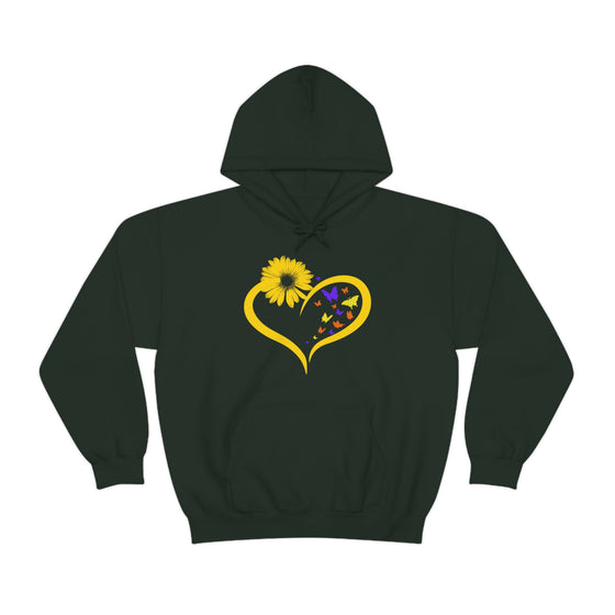 Butterflies Sunflower | Unisex Hooded Hoodie Sweatshirt | Embrace Your Vibe