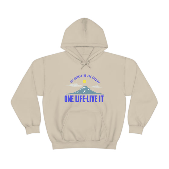 Chill Stitch – Mountains One Life Live It - Unisex Hooded Hoodie Sweatshirt – Embrace Your Vibe