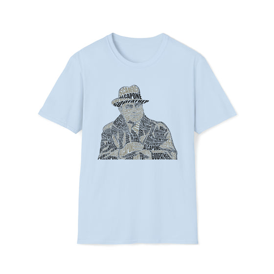 Al Capone Gangster | Unisex Soft Style Tee T-Shirt | Embrace Your Vibe | Calligram Word Design