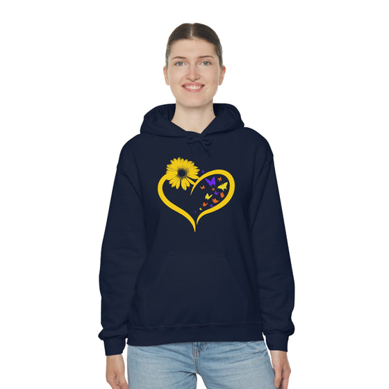 Butterflies Sunflower | Unisex Hooded Hoodie Sweatshirt | Embrace Your Vibe