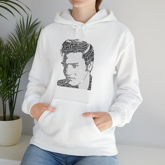 Elvis Presley Music Rock Roll | Unisex Hooded Hoodie Sweatshirt | Embrace Your Vibe | Calligram Word Design