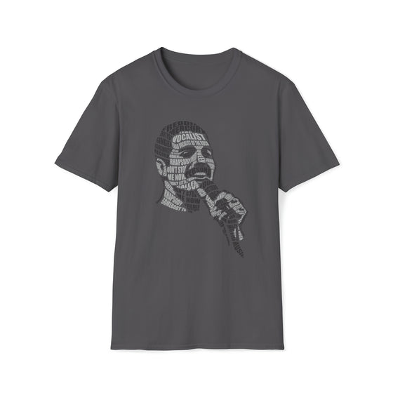 Abstract Shirt |  Freddy Mercuri | Unisex Soft Style Tee T-Shirt | Calligram Word Design