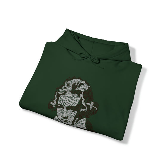 Ludwig van Beethoven Symphony Music | Unisex Hooded Hoodie Sweatshirt | Embrace Your Vibe | Calligram Word Design