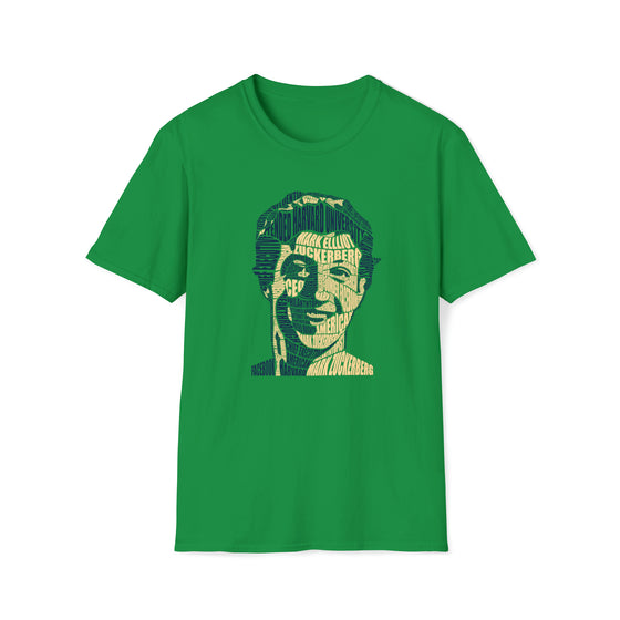 Mark Zuckerberg Meta |  Unisex Soft Style Tee T-Shirt  | Calligram Word Design