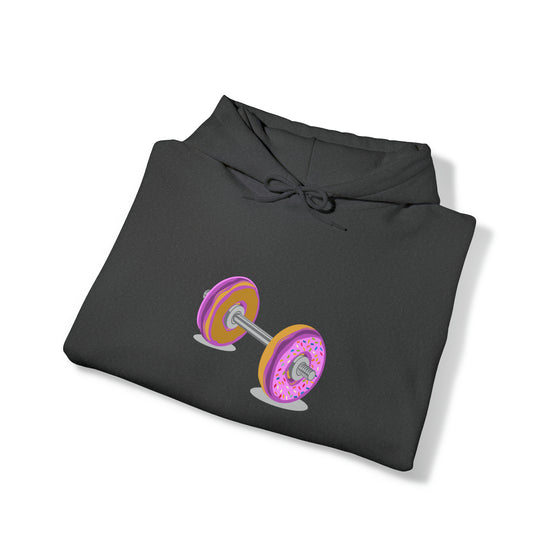 Doughnut Barbell Foodie Sweatshirt | Abstract Unisex Hooded Hoodie Sweatshirt