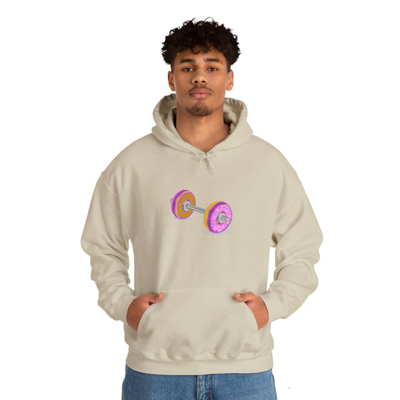 Doughnut Barbell Foodie Sweatshirt | Abstract Unisex Hooded Hoodie Sweatshirt