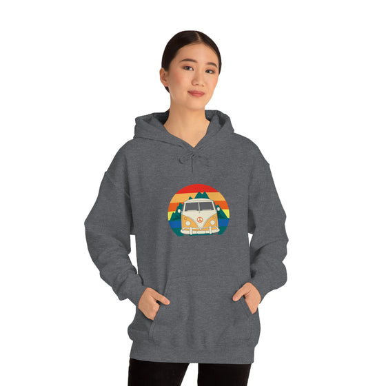 Chill Stitch – VW Van Mountains - Unisex Hooded Hoodie Sweatshirt – Embrace Your Vibe