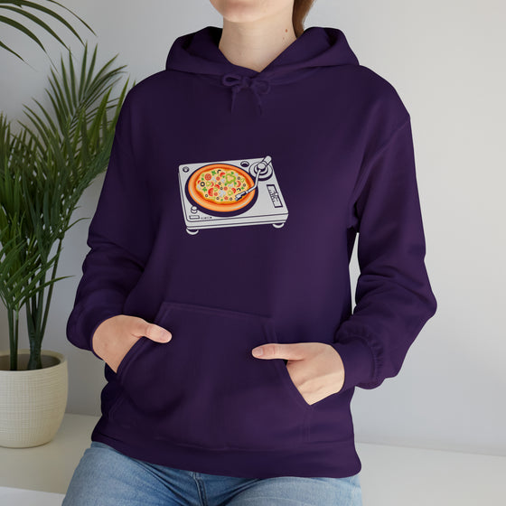 Pizza Scratch Record Player Sweatshirt | Abstract Unisex Hooded Hoodie Sweatshirt