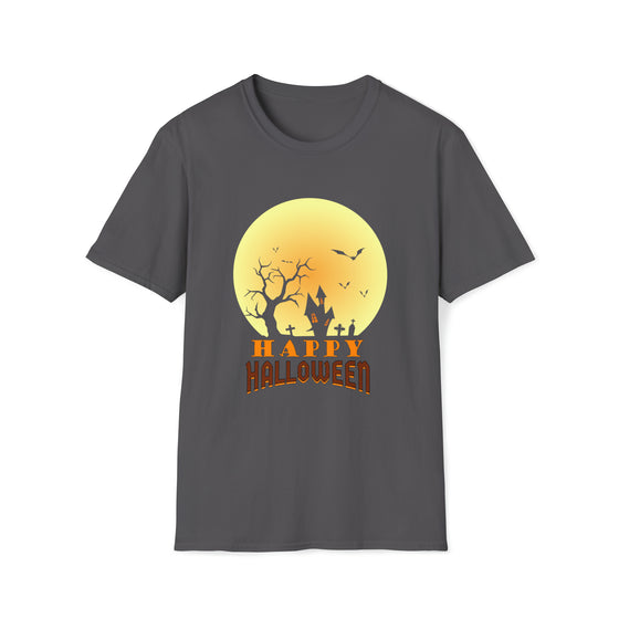 Halloween Shirt | Bats Night Sky Full Moon | Unisex Soft Style Tee T-Shirt