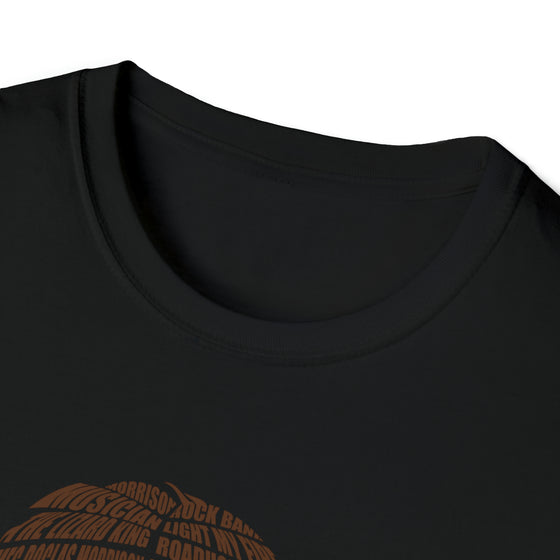 Jim Morrison Doors Music | Unisex Soft Style Tee T-Shirt | Embrace Your Vibe | Calligram Word Design