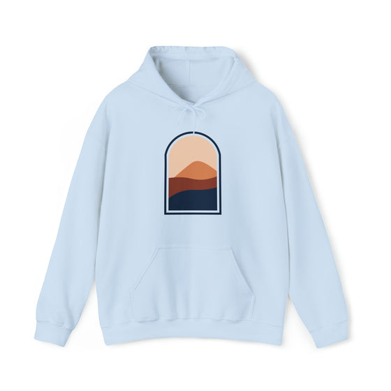 Abstract Shapes Sunrise Sunset Window Landscape  V14 | Abstract | Minimalist | Modern  Unisex Hooded Hoodie Sweatshirt