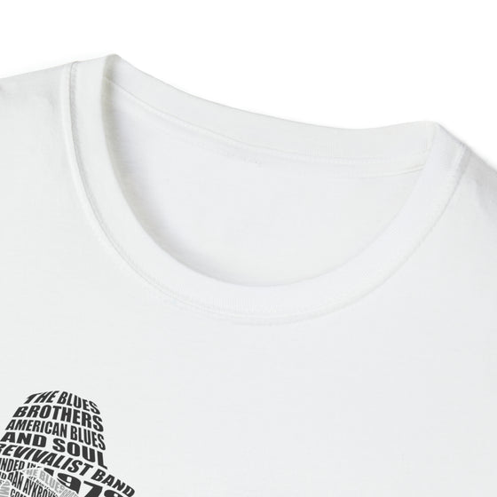 Blues Brothers Movies | Unisex Soft Style Tee T-Shirt | Embrace Your Vibe | Calligram Word Design