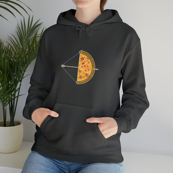 Bow Arrow Pizza | Abstract | Minimalist | Modern | Unisex Hooded Hoodie Sweatshirt | Embrace Your Vibe