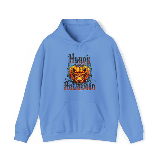 Halloween Sweatshirt | Happy Halloween Scary Pumpkin | Unisex Hooded Hoodie Sweatshirt