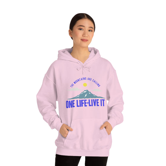 Chill Stitch – Mountains One Life Live It - Unisex Hooded Hoodie Sweatshirt – Embrace Your Vibe