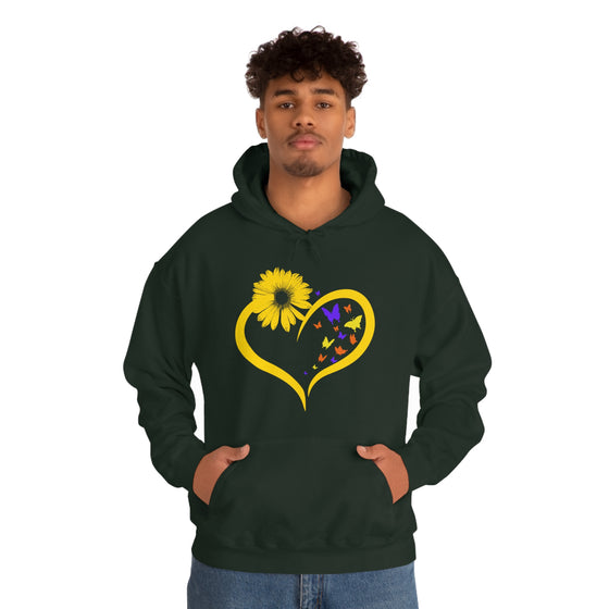 Butterflies Sunflower | Unisex Hooded Hoodie Sweatshirt | Embrace Your Vibe