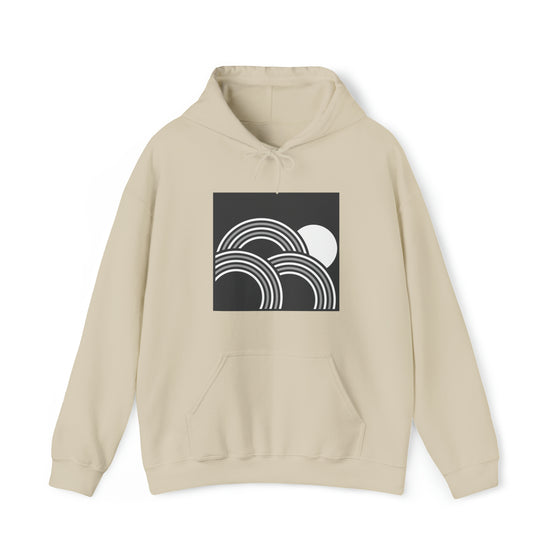 Abstract Shapes V6 Circled Moon Horizon | Abstract | Minimalist | Modern  Unisex Hooded Hoodie Sweatshirt | Embrace Your Vibe