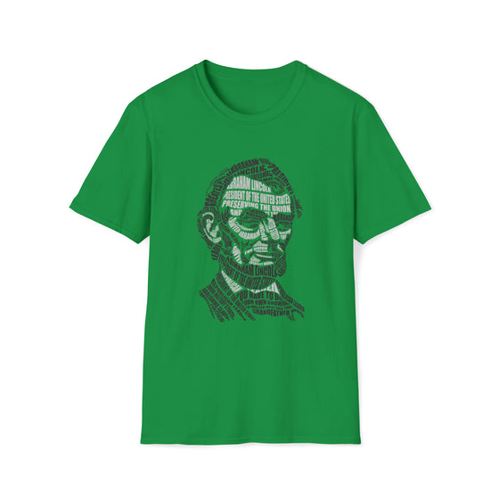 Abraham Lincoln | Unisex Soft Style Tee T-Shirt | Embrace Your Vibe | Calligram Word Design