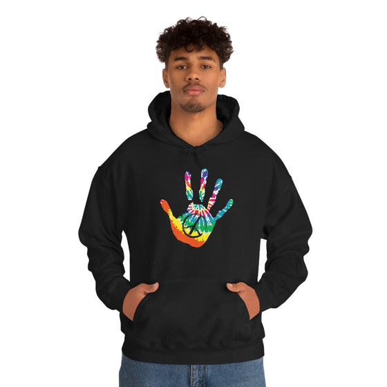 Chill Stitch –Tie-dye Peace Hand - Unisex Hooded Hoodie Sweatshirt – Embrace Your Vibe