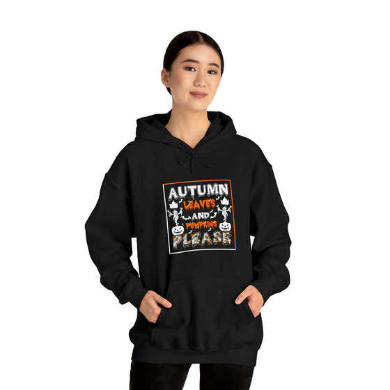 Halloween Sweatshirt | Autumn Leaves And Pumpkins Please | Unisex Hooded Hoodie Sweatshirt