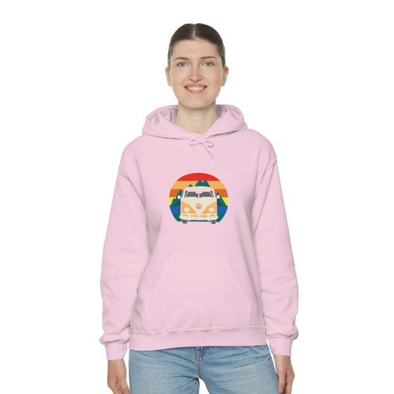 Chill Stitch – VW Van Mountains - Unisex Hooded Hoodie Sweatshirt – Embrace Your Vibe