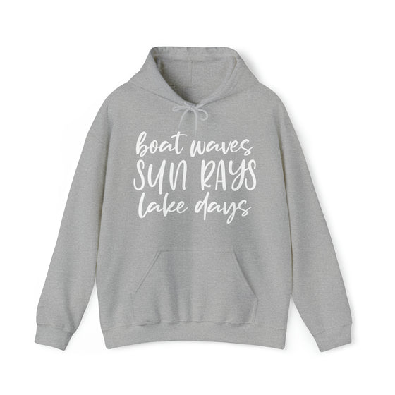 Beach Sweatshirt | Boat Waves Sun Rays Lake Days Beach Life | Unisex Hooded Hoodie Sweatshirt