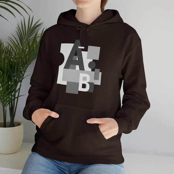 Abstract Shapes V8 Block Letters  | Abstract | Minimalist | Modern  Unisex Hooded Hoodie Sweatshirt | Embrace Your Vibe