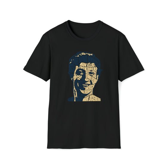 Mark Zuckerberg Meta |  Unisex Soft Style Tee T-Shirt  | Calligram Word Design