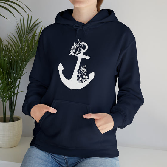 Floral Boat Anchor Boating Sweatshirt | Unisex Hooded Hoodie Sweatshirt