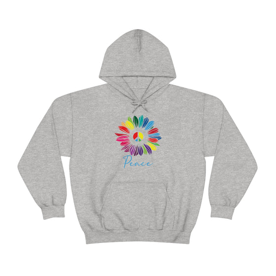 Chill Stitch – Sunflower Rainbow Peace - Unisex Hooded Hoodie Sweatshirt – Embrace Your Vibe