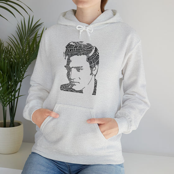 Elvis Presley Music Rock Roll | Unisex Hooded Hoodie Sweatshirt | Embrace Your Vibe | Calligram Word Design