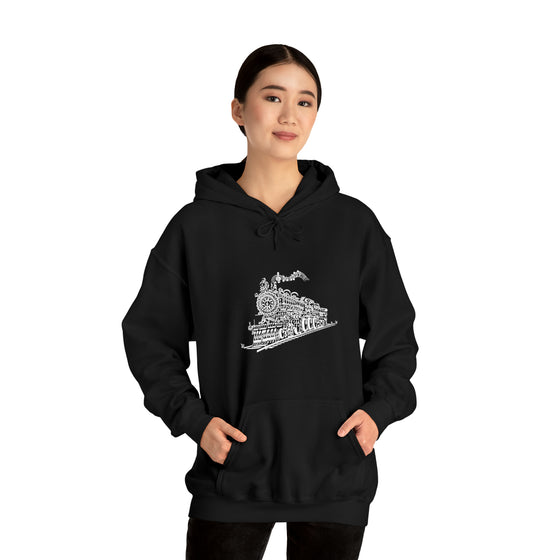 Chill Stitch – Train Locomotive Song Music Notes | Abstract | Minimalist | Modern - Unisex Hooded Hoodie Sweatshirt – Embrace Your Vibe