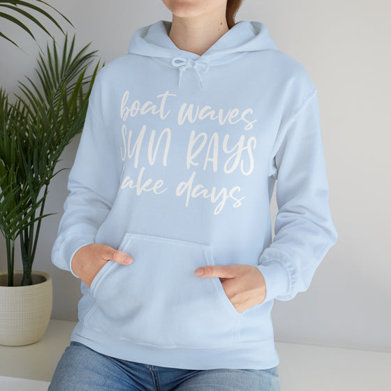 Beach Sweatshirt | Boat Waves Sun Rays Lake Days Beach Life | Unisex Hooded Hoodie Sweatshirt