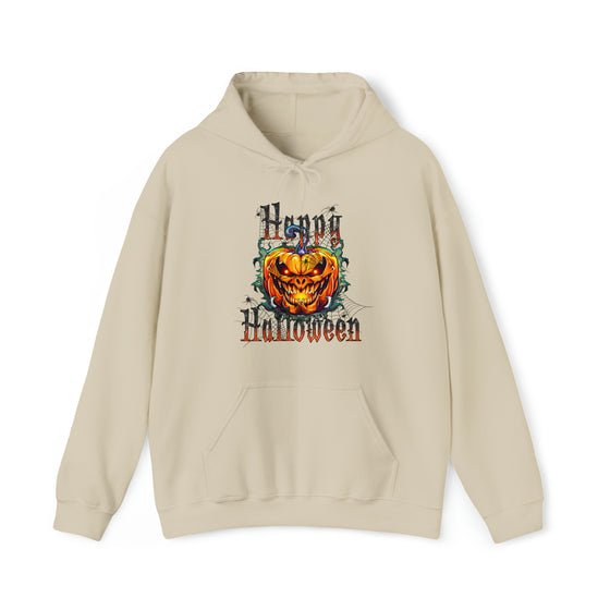 Halloween Sweatshirt | Happy Halloween Scary Pumpkin | Unisex Hooded Hoodie Sweatshirt