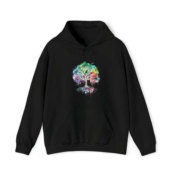 Lake Sweatshirt | Tree of Life Watercolor V4 Color Burst | Unisex Hooded Hoodie Sweatshirt