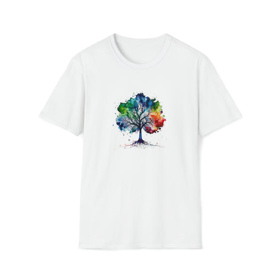 Yoga Shirt | Watercolor Tree of Life V3 Vibrant Colorful Life | Unisex Soft style Tee T-Shirt