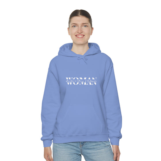 Chill Stitch – Woman Beautiful Strong - Unisex Hooded Hoodie Sweatshirt – Embrace Your Vibe