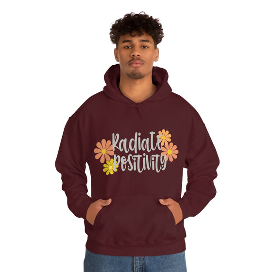 Chill Stitch – Radiate Positivity - Unisex Hooded Hoodie Sweatshirt – Embrace Your Vibe