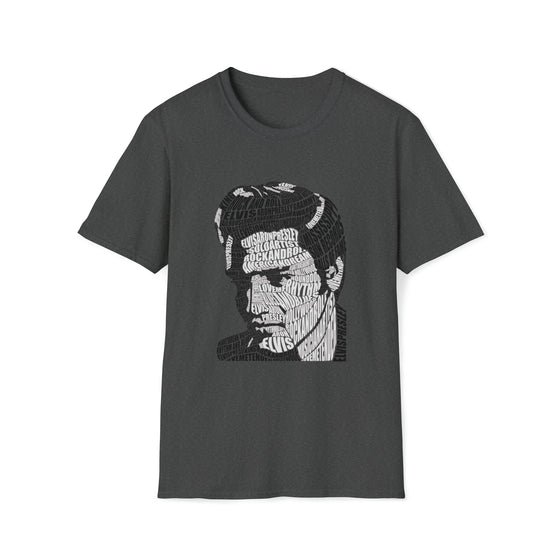 Elvis Presley Music Rock and Roll  | Unisex Soft Style Tee T-Shirt | Embrace Your Vibe | Calligram Word Design