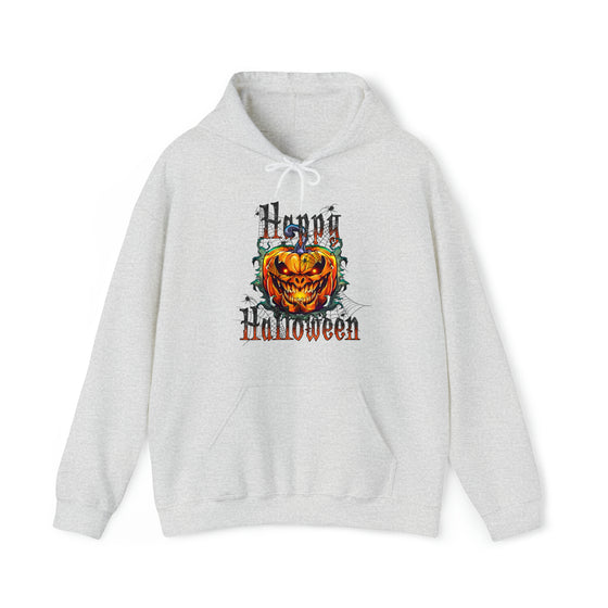 Halloween Sweatshirt | Happy Halloween Scary Pumpkin | Unisex Hooded Hoodie Sweatshirt