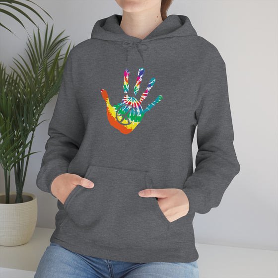 Chill Stitch –Tie-dye Peace Hand - Unisex Hooded Hoodie Sweatshirt – Embrace Your Vibe