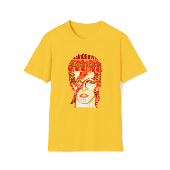 David Bowie | Unisex Soft Style Tee T-Shirt | Embrace Your Vibe | Calligram Word Design