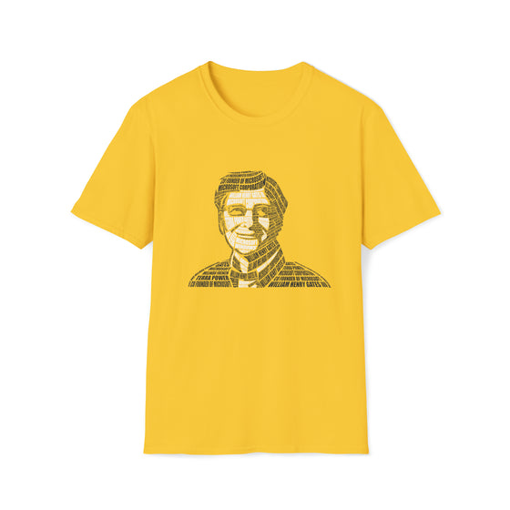 Bill Gates | Unisex Soft Style Tee T-Shirt | Embrace Your Vibe | Calligram Word Design