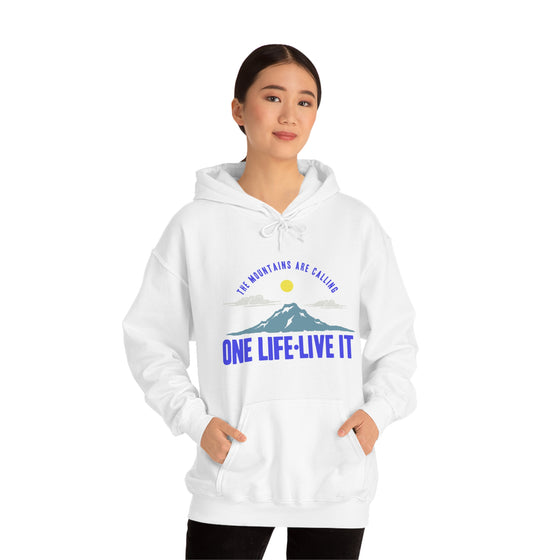 Chill Stitch – Mountains One Life Live It - Unisex Hooded Hoodie Sweatshirt – Embrace Your Vibe