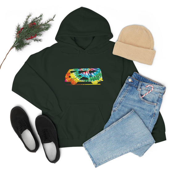 Chill Stitch – VW Tie-dye Van - Unisex Hooded Hoodie Sweatshirt – Embrace Your Vibe