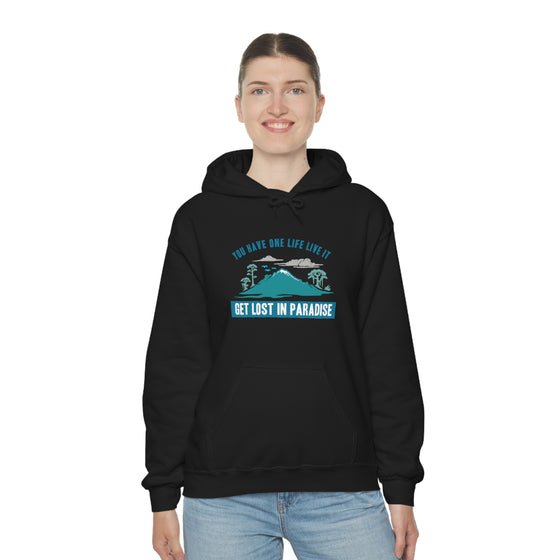 Chill Stitch – Get Lost in Paradise - Unisex Hooded Hoodie Sweatshirt – Embrace Your Vibe