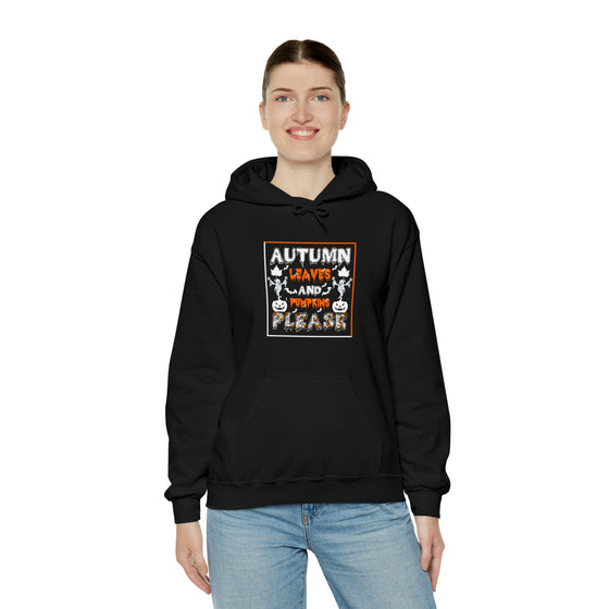 Halloween Sweatshirt | Autumn Leaves And Pumpkins Please | Unisex Hooded Hoodie Sweatshirt